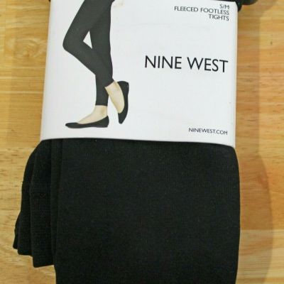 NWT NINE WEST Black Fleeced Footless Tights Sz S/M